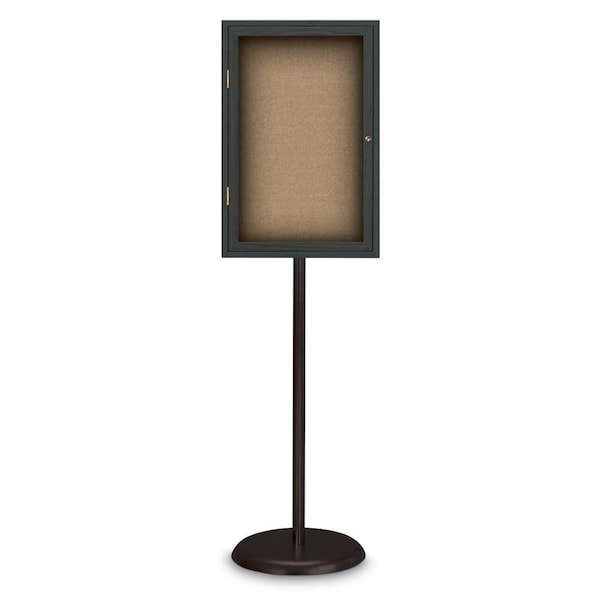 Corkboard, Triple Door, Radius Frame, 72x36", Black/Buff